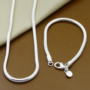 Fine 40-60cm 925 sterling Silver solid Snake Necklace Bracelet Fashion Jewelry For Women Men Brand Sets  Charm Wedding